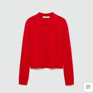 Knit polo sweater button down - red